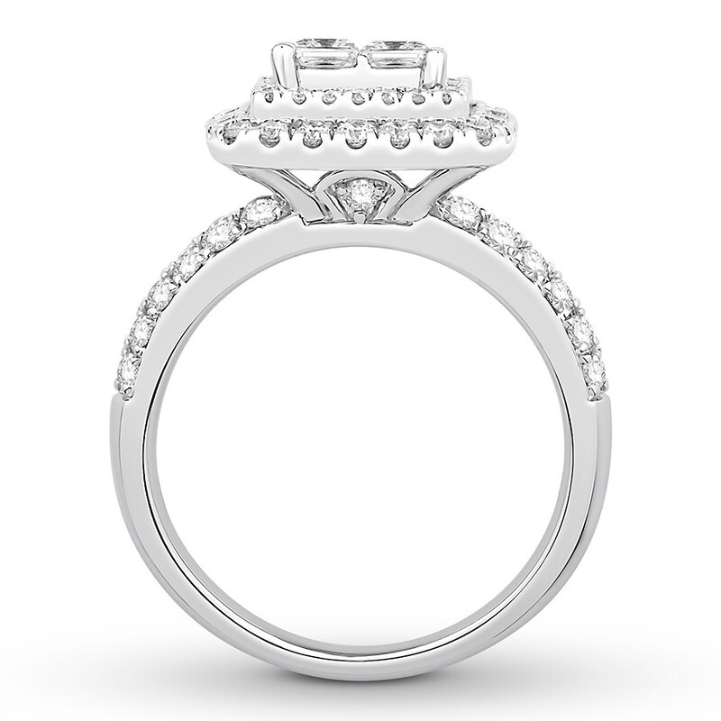 Main Image 2 of Previously Owned Diamond Engagement Ring 1-3/4 ct tw Princess & Round-cut 14K White Gold - Size 9.5