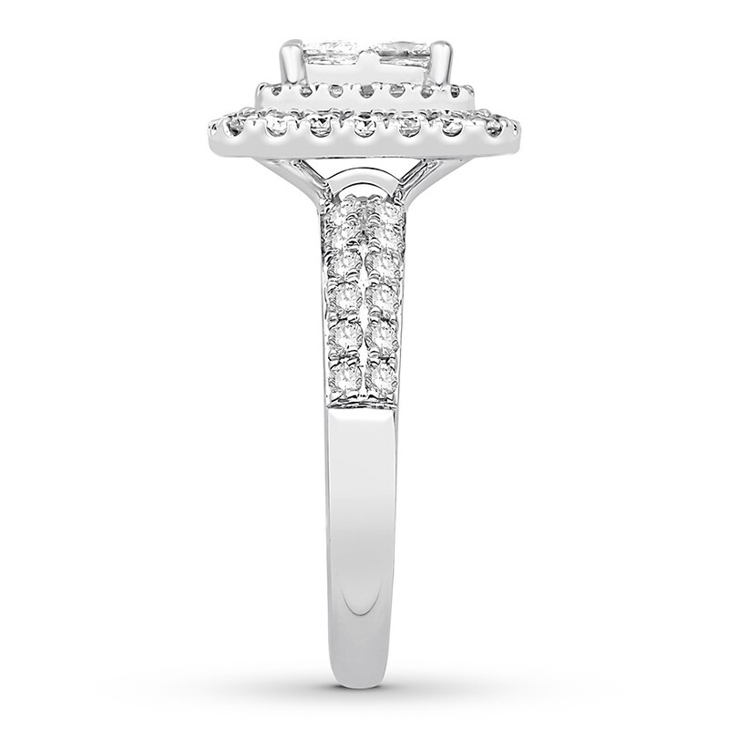 Main Image 3 of Previously Owned Diamond Engagement Ring 1-3/4 ct tw Princess & Round-cut 14K White Gold - Size 9.5