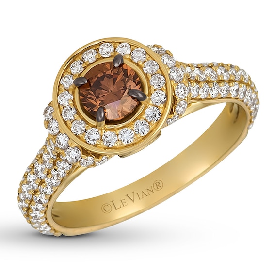 Previously Owned Le Vian Chocolate Diamond Ring 1-3/8 ct tw Round-cut 14K Honey Gold Size 5