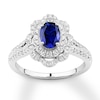 Thumbnail Image 1 of Previously Owned Oval Sapphire Engagement Ring 1/2 ct tw Round-cut Diamonds 14K White Gold Size 11