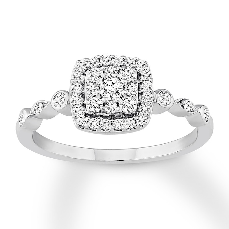Main Image 1 of Previously Owned Diamond Promise Ring 1/3 ct tw Round-cut 10K White Gold - Size 9.25