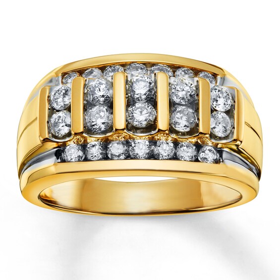 Previously Owned Men's Diamond Wedding Band 1-1/2 ct tw Round-cut 14K Yellow Gold Size 14