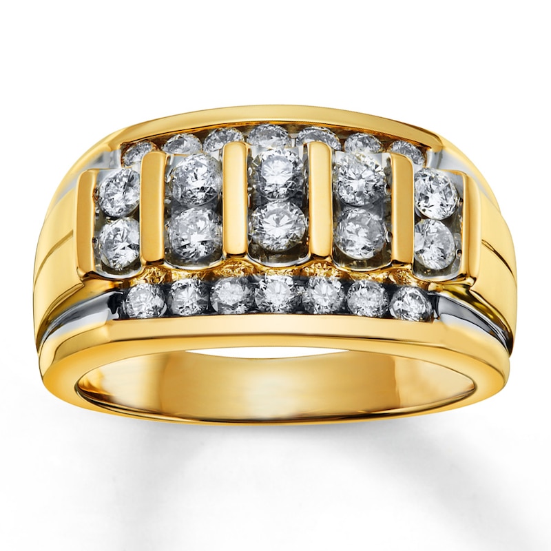 Main Image 1 of Previously Owned Men's Diamond Wedding Band 1-1/2 ct tw Round-cut 14K Yellow Gold Size 14