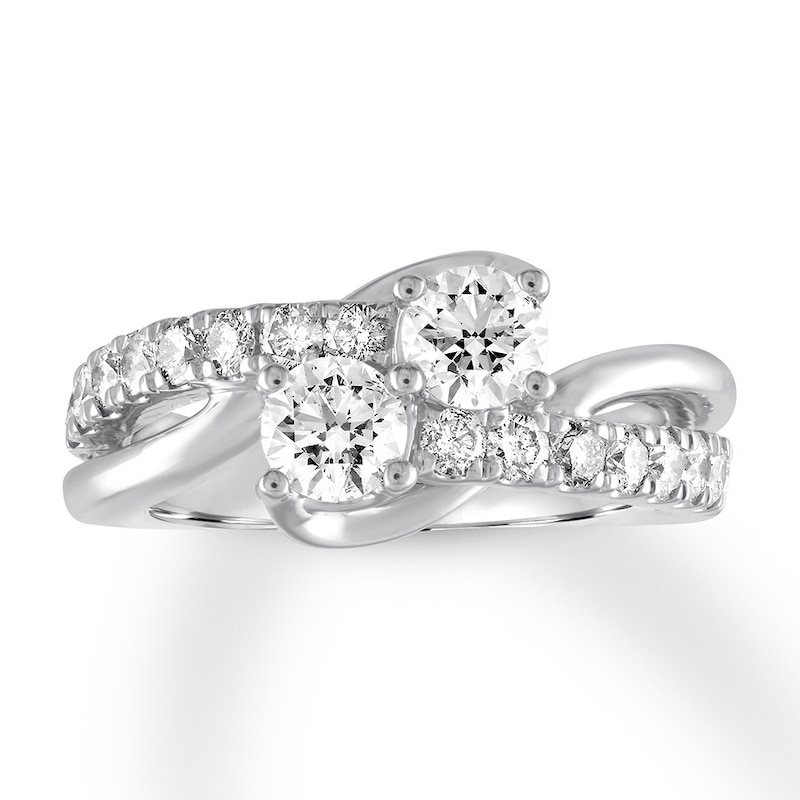 Previously Owned Ever Us Two-Stone Diamond Anniversary Ring 1-1/2 ct tw Round-cut 14K White Gold - Size 9.5
