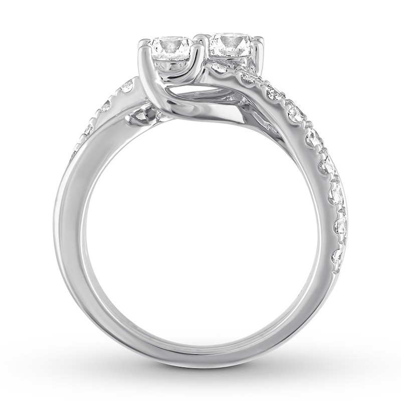 Main Image 3 of Previously Owned Ever Us Two-Stone Diamond Anniversary Ring 1-1/2 ct tw Round-cut 14K White Gold Size 9.5