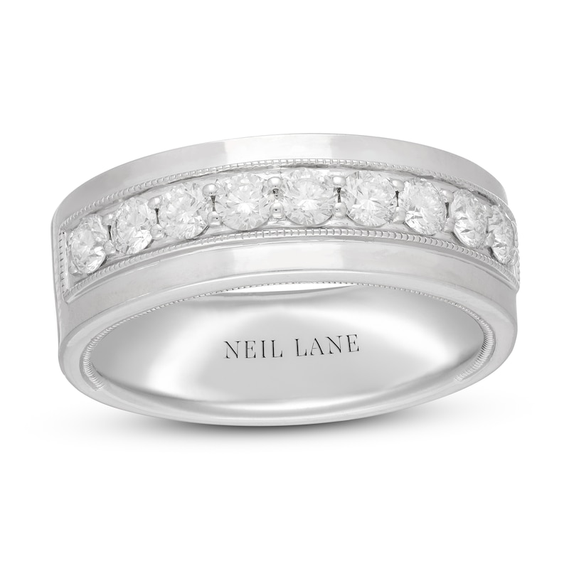 Previously Owned Neil Lane Men's Diamond Wedding Band 1 ct tw Round-cut 14K White Gold - Size 15