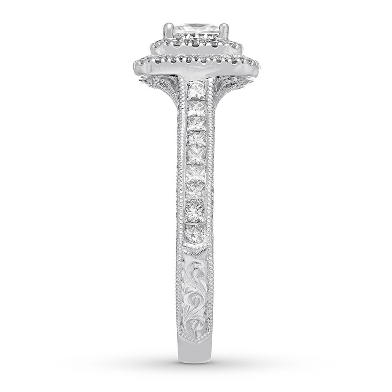 Main Image 3 of Previously Owned Neil Lane Engagement Ring 1-1/2 ct tw Princess & Round-cut Diamonds 14K White Gold Size 9.25