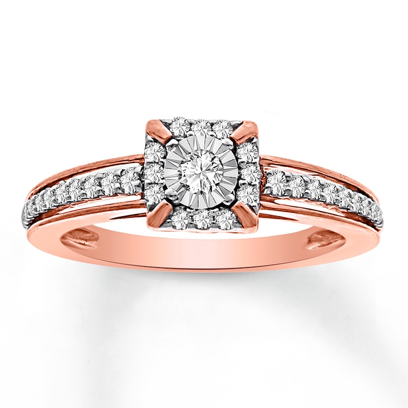 Main Image 1 of Previously Owned Diamond Ring 1/4 ct tw Round-cut 10K Rose Gold - Size 4