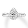 Thumbnail Image 1 of Previously Owned Diamond Engagement Ring 1/2 ct tw Pear & Round-cut 14K White Gold - Size 10.75