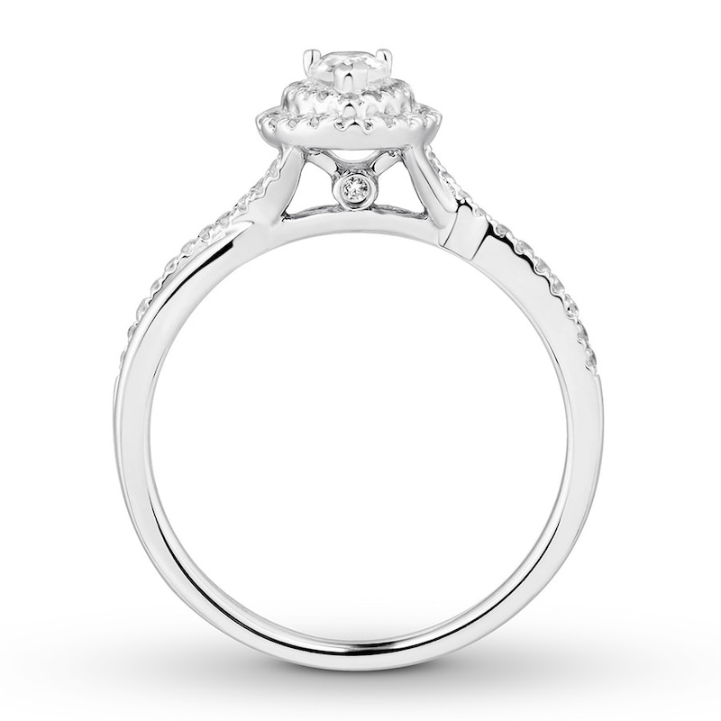 Main Image 2 of Previously Owned Diamond Engagement Ring 1/2 ct tw Pear & Round-cut 14K White Gold - Size 10.75