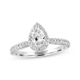 Previously Owned Diamond Engagement Ring 1 ct tw Pear & Round-cut 14K White Gold