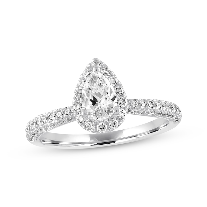 Previously Owned Diamond Engagement Ring 1 ct tw Pear & Round-cut 14K White Gold - Size 10