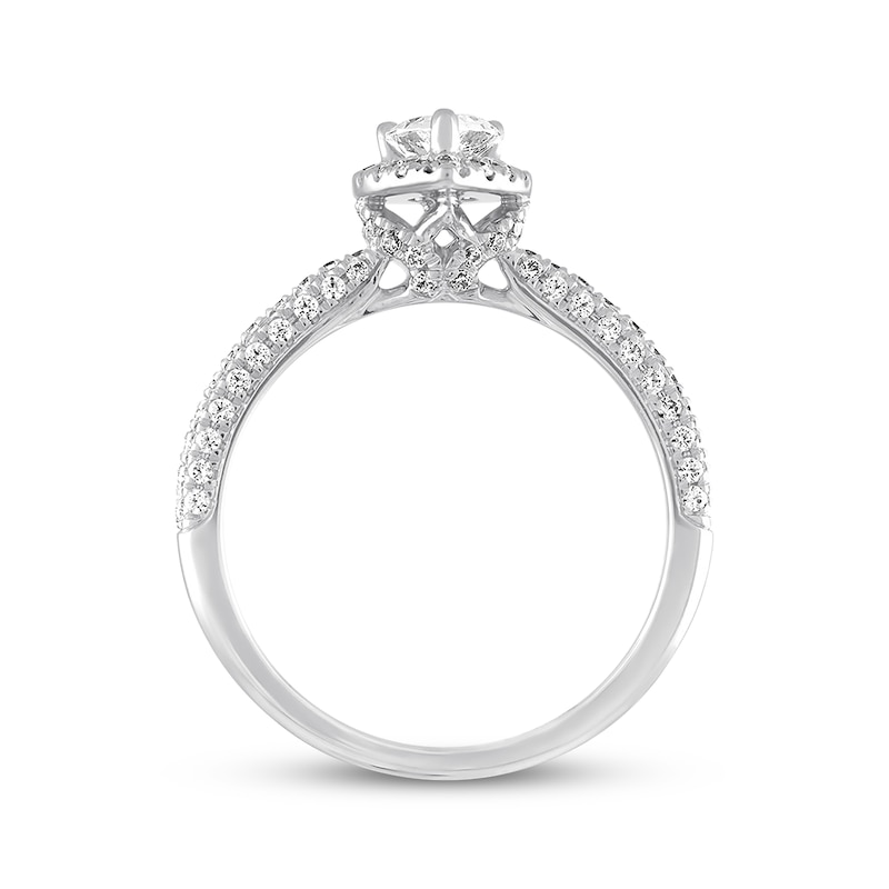 Main Image 3 of Previously Owned Diamond Engagement Ring 1 ct tw Pear & Round-cut 14K White Gold - Size 10
