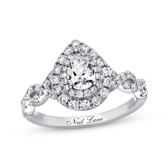Previously Owned Neil Lane Engagement Ring 1-1/8 ct tw Pear & Round-cut Diamonds 14K White Gold Size