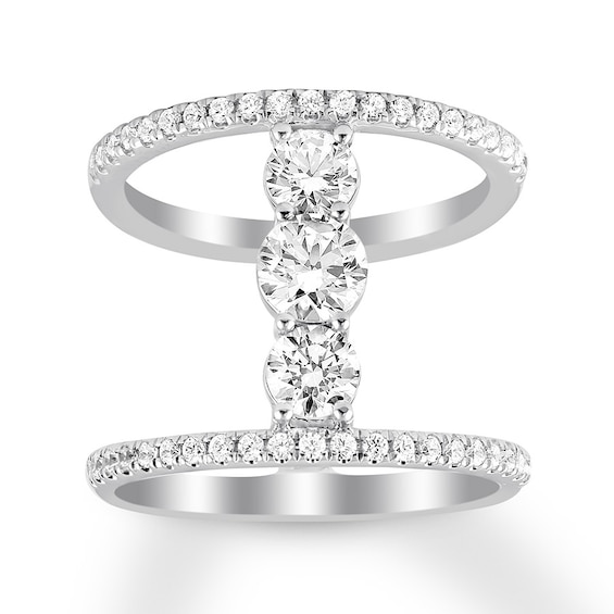 Previously Owned Diamond North South 3-Stone Ring 1-1/2 ct tw 14K White Gold Size 11.25