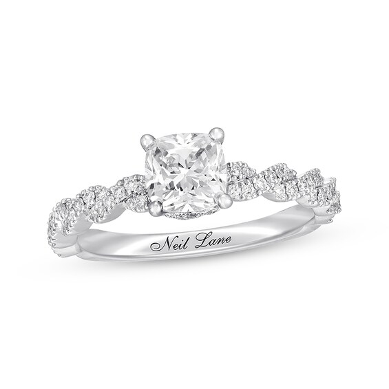 Previously Owned Neil Lane Premiere Diamond Engagement Ring 1-1/5 ct tw Cushion & Round-cut 14K White Gold Size 4.5