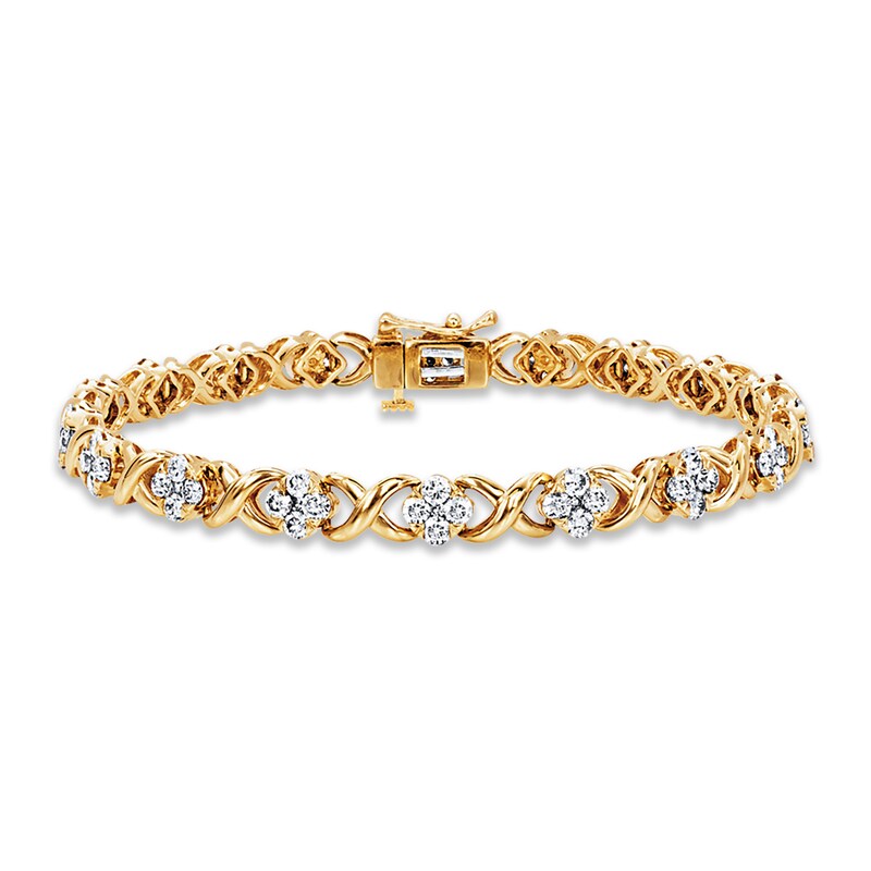 Main Image 1 of Previously Owned Diamond Bracelet 3 ct tw Round-cut 10K Yellow Gold