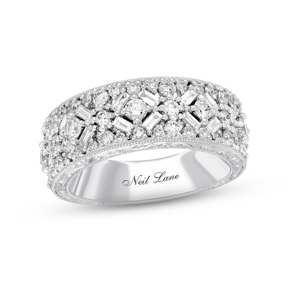 Previously Owned Neil Lane Diamond Anniversary Ring 1-1/4 ct tw Baguette & Round-cut 14K White Gold