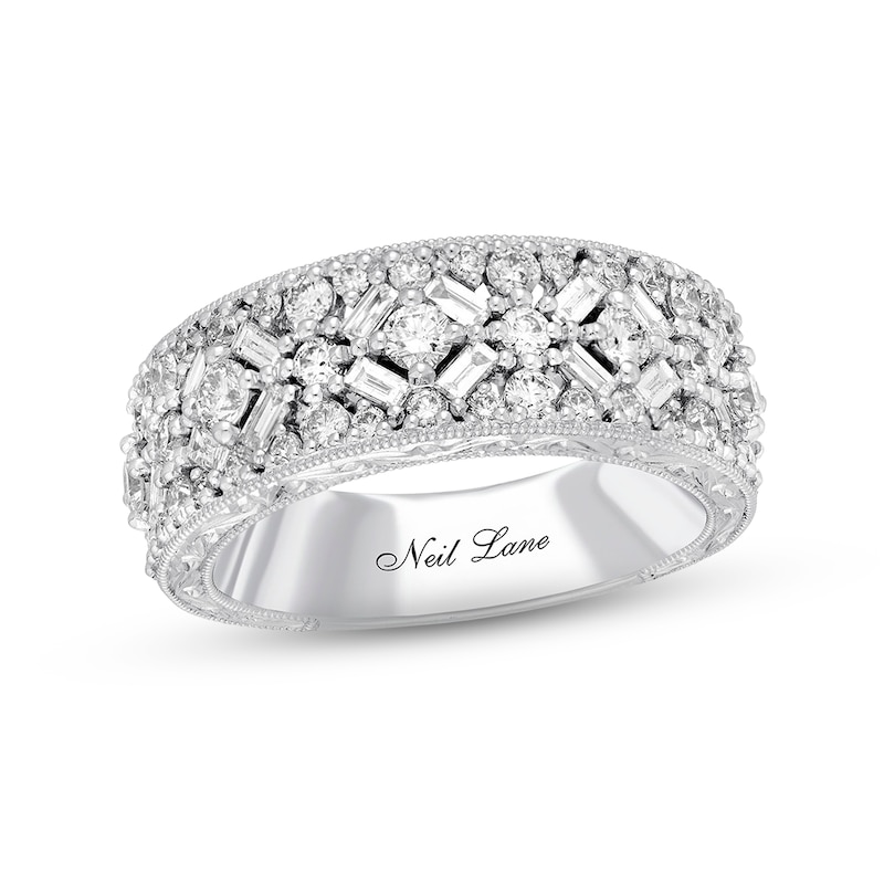 Main Image 1 of Previously Owned Neil Lane Diamond Anniversary Ring 1-1/4 ct tw Baguette & Round-cut 14K White Gold