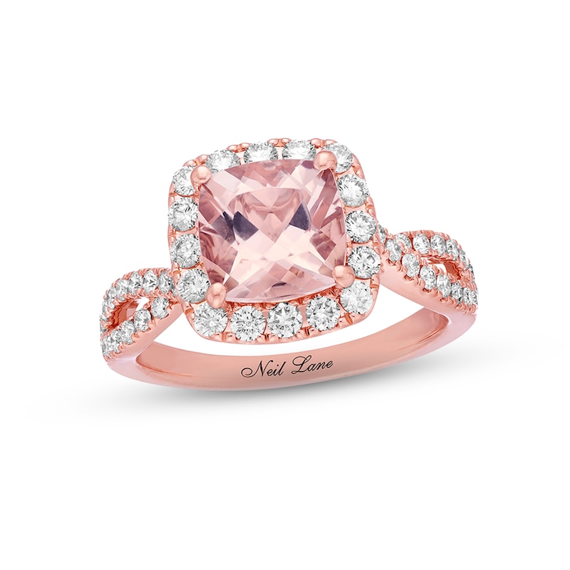 Previously Owned Neil Lane Morganite Diamond Engagement Ring 7/8 ct tw  Round-cut 14K Rose Gold