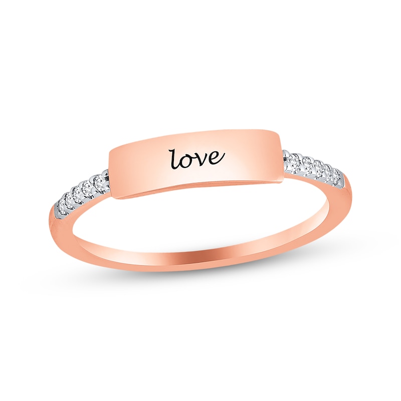Main Image 1 of Previously Owned "Love" Diamond Ring 1/20 ct tw 10K Rose gold Size 7