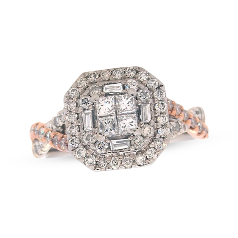 Main Image 1 of Previously Owned Diamond Engagement Ring 7/8 ct tw Princess-Cut 14K Two-Tone Gold