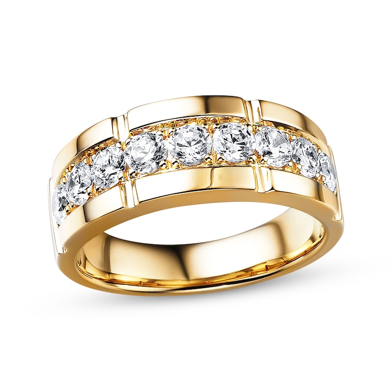 Main Image 1 of Previously Owned Men's Diamond Wedding Band 1-1/2 cttw Round-cut 14K Yellow Gold