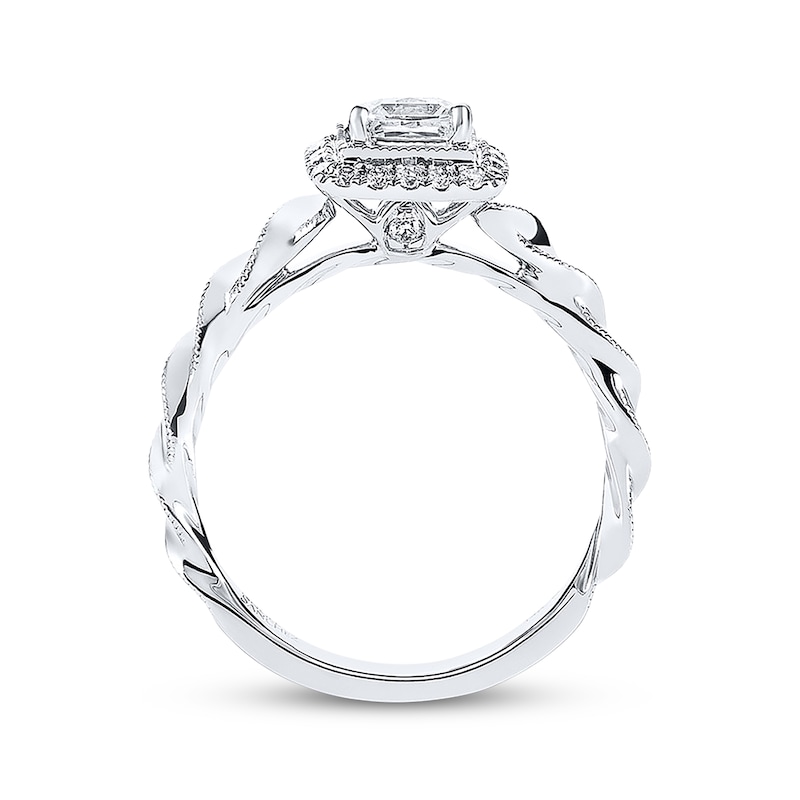 Main Image 3 of Previously Owned Angel Sanchez Engagement Ring 3/4 ct tw Princess & Round-cut Diamonds 14K White Gold