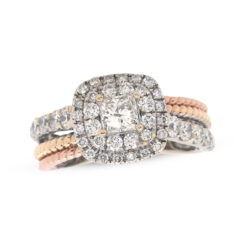 Main Image 1 of Previously Owned Diamond Engagement Ring 1 ct tw Princess & Round 14K Tri-Tone Gold