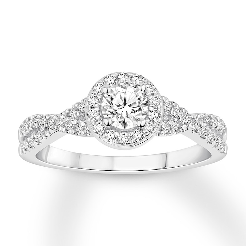 Main Image 1 of Previously Owned Diamond Engagement Ring 5/8 ct tw Round-cut 14K White Gold