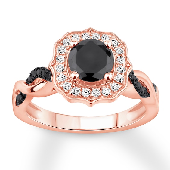 Previously Owned Black/White Diamond Ring 1-1/4 ct tw 14K Rose Gold