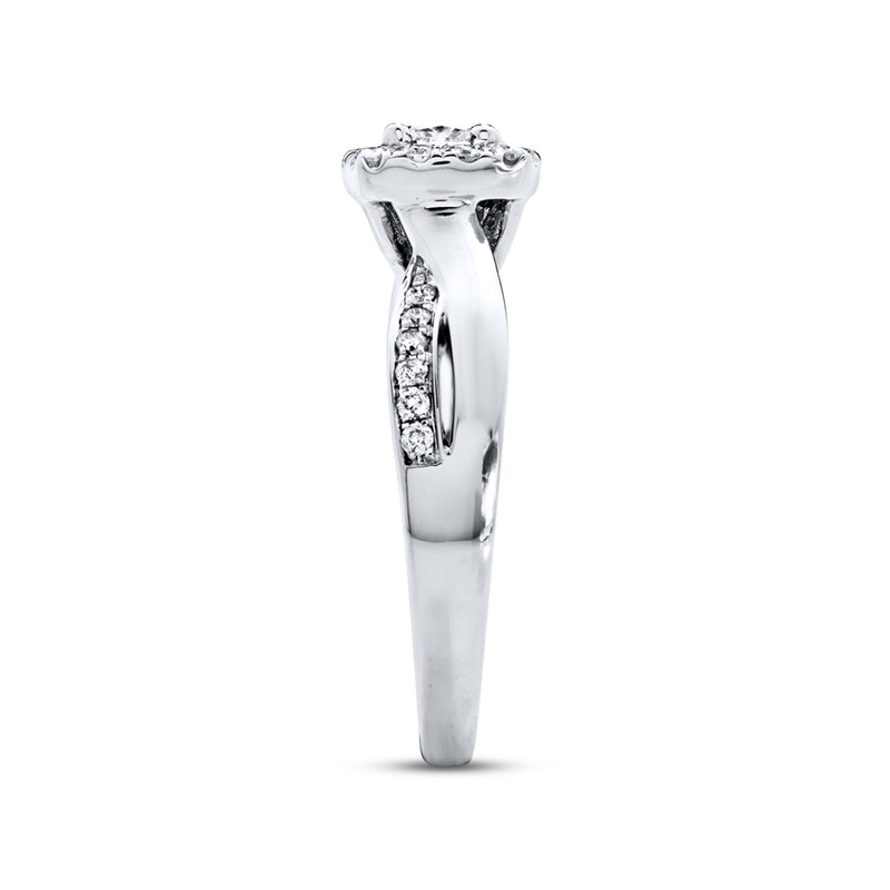 Main Image 3 of Previously Owned Diamond Engagement Ring 5/8 ct tw Princess & Round-cut 14K White Gold