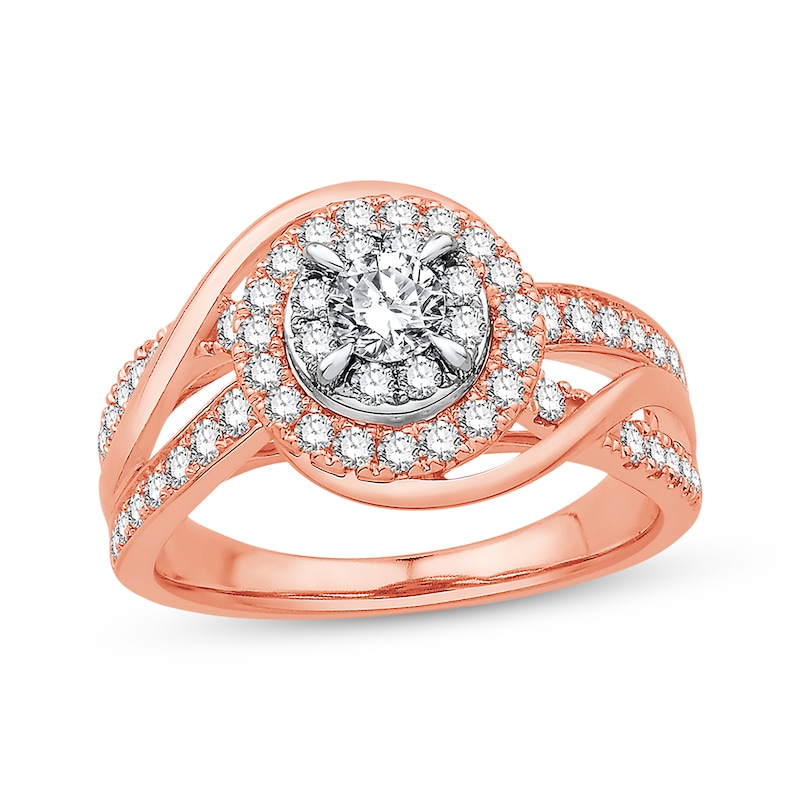 Previously Owned Diamond Engagement Ring 7/8 ct tw Round-cut 14K Two-Tone Gold