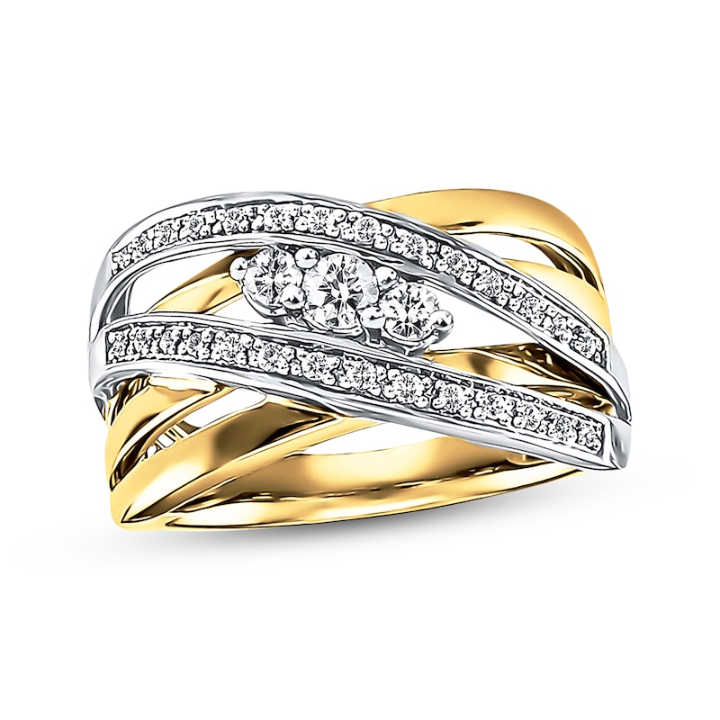 Main Image 1 of Previously Owned Diamond Ring 1/3 ct tw Round-cut 10K Two-Tone Gold