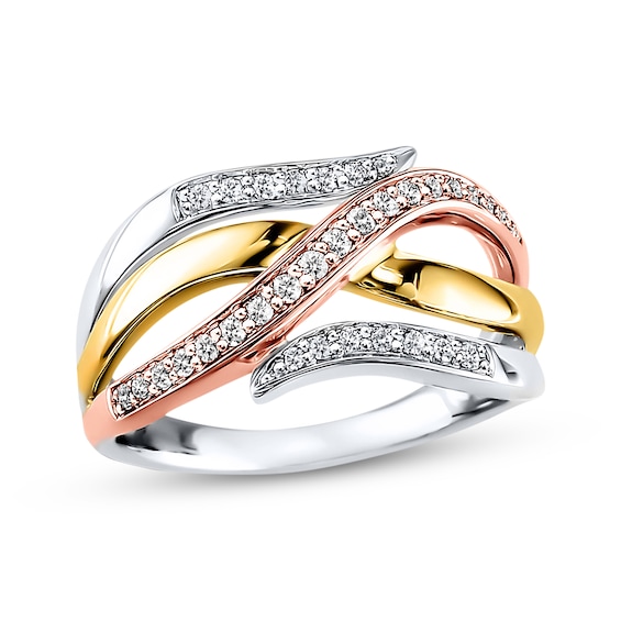 Previously Owned Diamond Ring 1/4 ct tw Round-cut 10K Tri-Color Gold