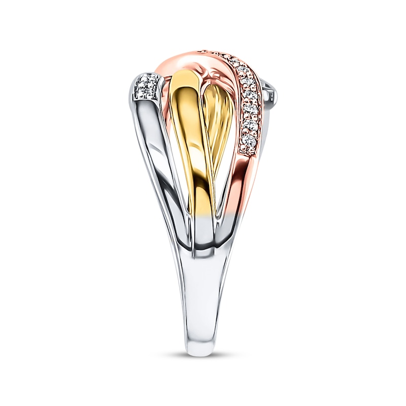 Main Image 2 of Previously Owned Diamond Ring 1/4 ct tw Round-cut 10K Tri-Color Gold