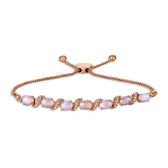 Previously Owned Le Vian Opal and Diamond Bolo Bracelet 14K Strawberry Gold