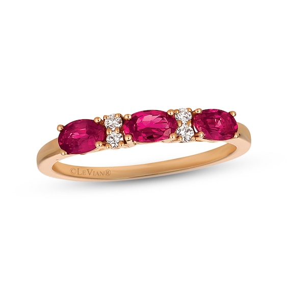 Previously Owned Le Vian Ruby & 1/20 ct tw Round-cut Diamond Ring 14K Strawberry Gold