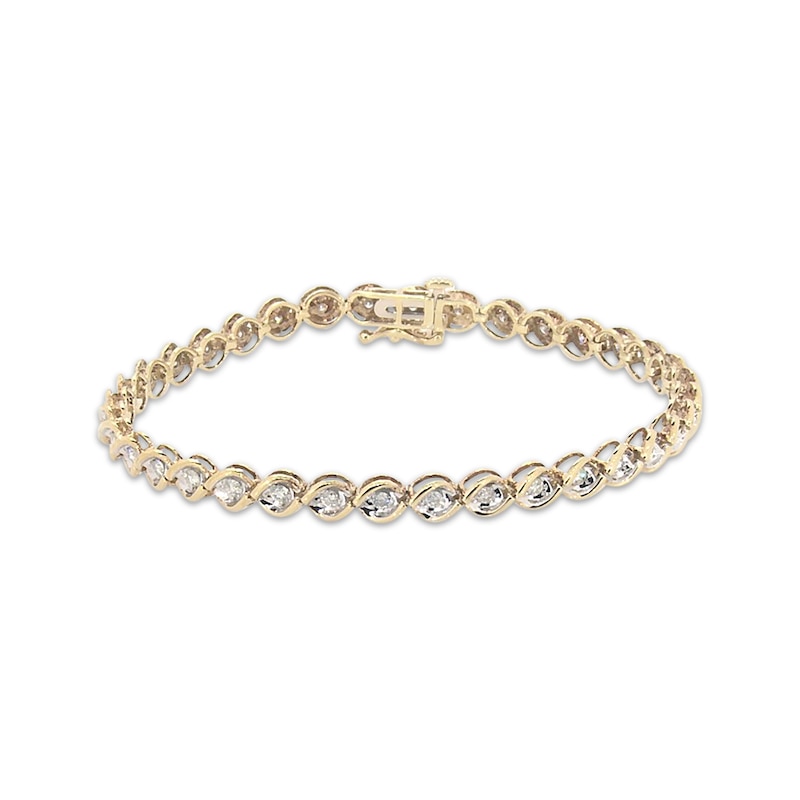 Previously Owned Twist Link Diamond Fashion Bracelet 1 ct tw 10K Yellow Gold 7.25"