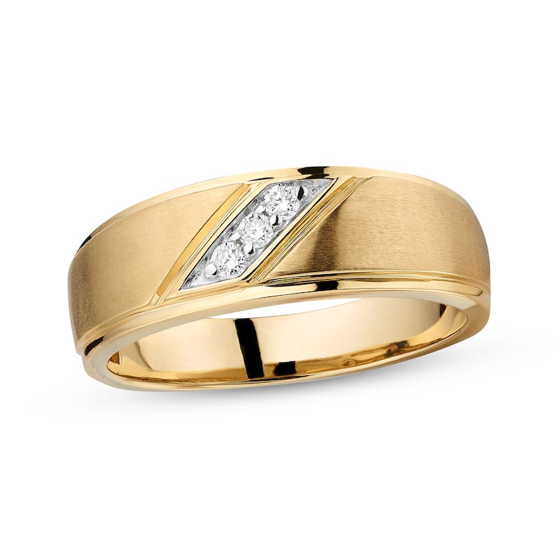 Main Image 1 of Previously Owned Men's Diamond Wedding Band 1/10 ct tw Round-cut 10K Yellow Gold