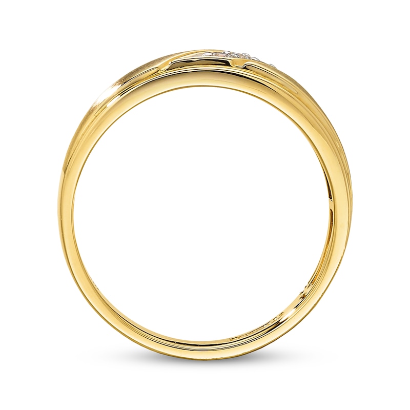 Main Image 3 of Previously Owned Men's Diamond Wedding Band 1/10 ct tw Round-cut 10K Yellow Gold