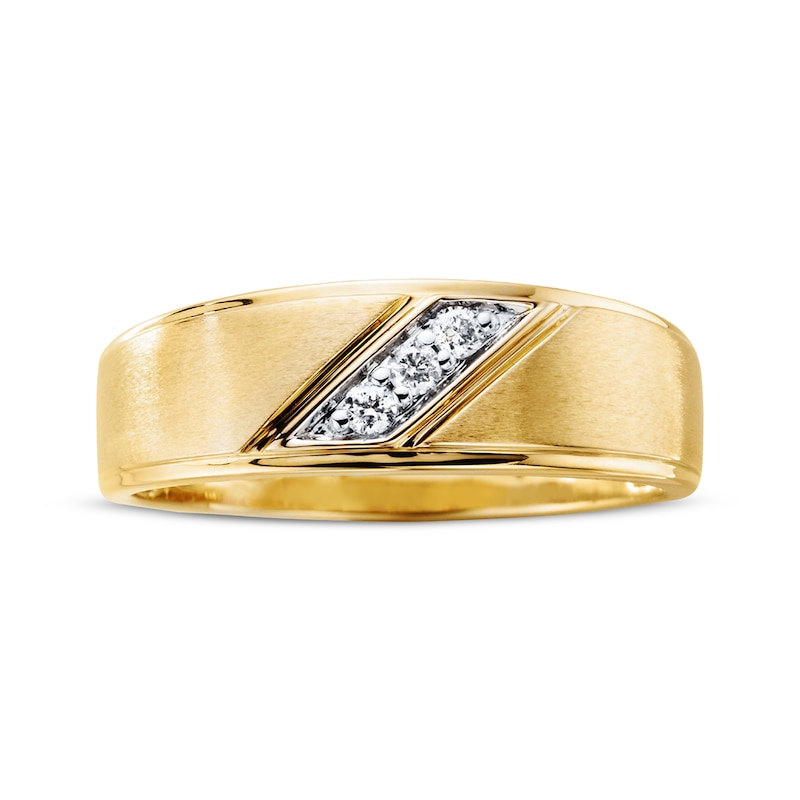 Main Image 4 of Previously Owned Men's Diamond Wedding Band 1/10 ct tw Round-cut 10K Yellow Gold