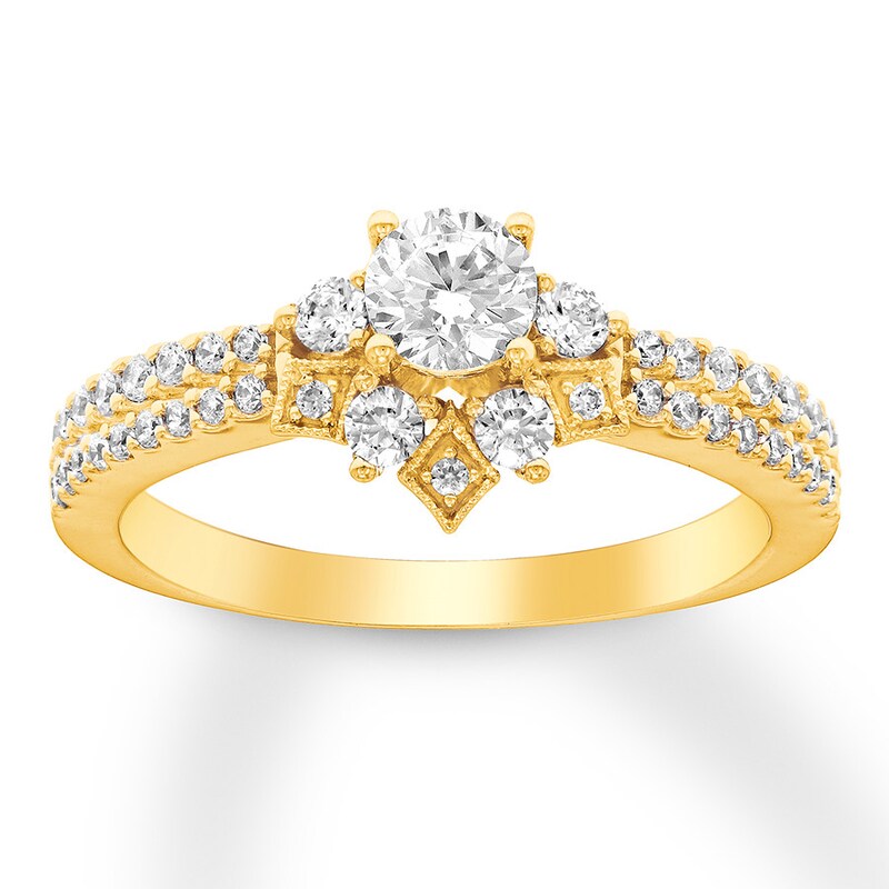 Main Image 1 of Previously Owned Diamond Engagement Ring 3/4 ct tw Round-cut 14K Yellow Gold