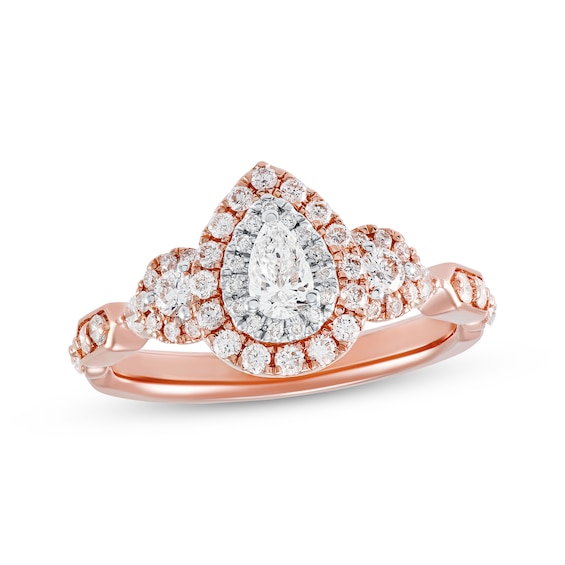 Previously Owned Diamond Engagement Ring 3/4 ct tw Pear/Round 14K Rose Gold
