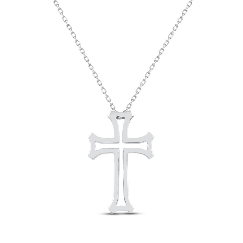 Main Image 3 of Previously Owned Diamond Cross Necklace 1/4 ct tw Round-cut Sterling Silver 18"
