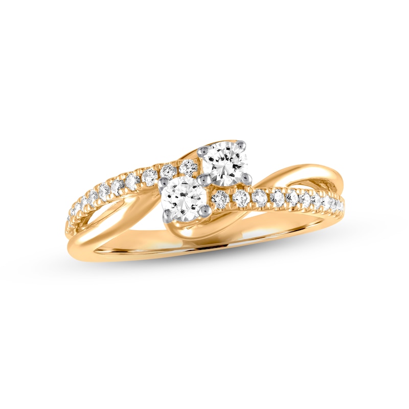 Main Image 1 of Previously Owned Ever Us Two-Stone Diamond Anniversary Ring 1/2 ct tw Round-cut 14K Yellow Gold