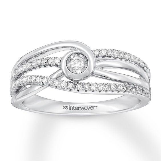 Previously Owned Interwoven Diamond Ring 1/5 ct tw Round-cut 10K White Gold