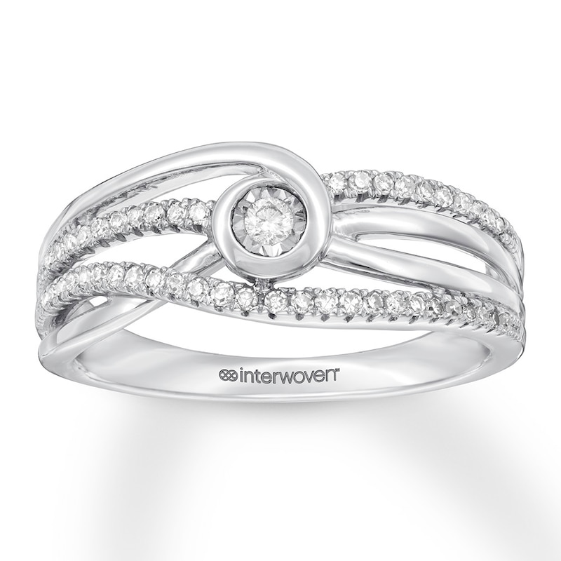 Main Image 1 of Previously Owned Interwoven Diamond Ring 1/5 ct tw Round-cut 10K White Gold
