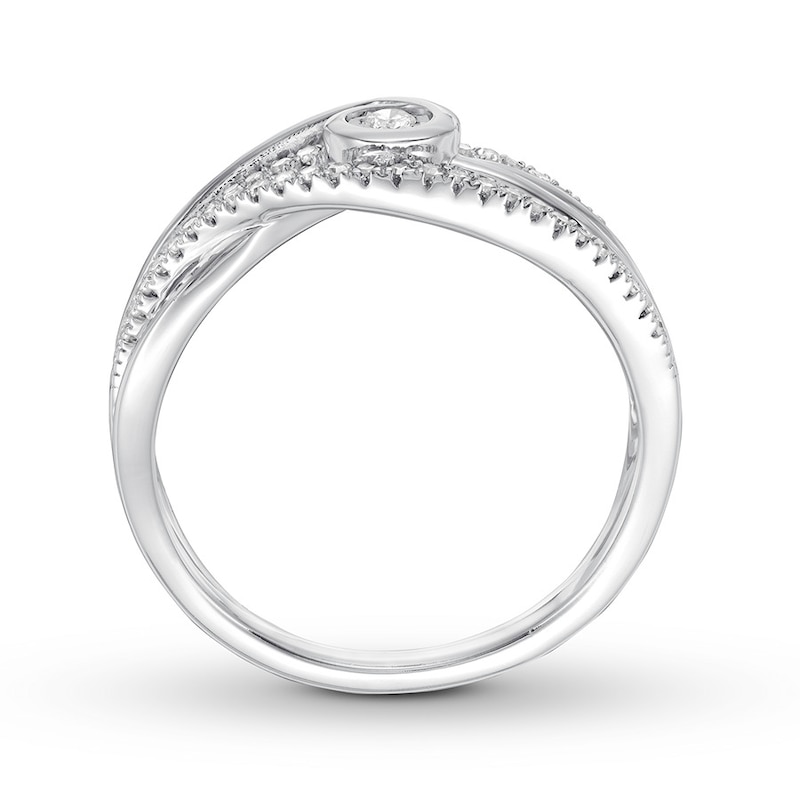 Main Image 2 of Previously Owned Interwoven Diamond Ring 1/5 ct tw Round-cut 10K White Gold