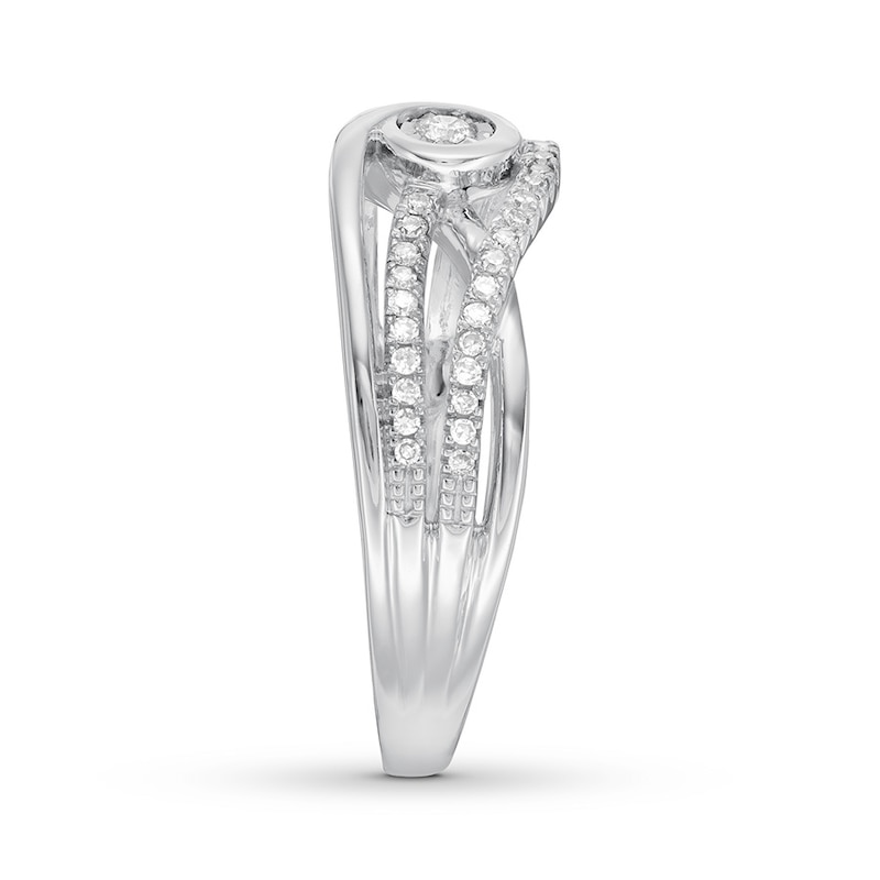 Main Image 3 of Previously Owned Interwoven Diamond Ring 1/5 ct tw Round-cut 10K White Gold